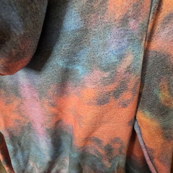 Wanakome Cowl Neck Pullover Size Small Tie Dye Hood Pocket Heavyweight Coral - Picture 15 of 16